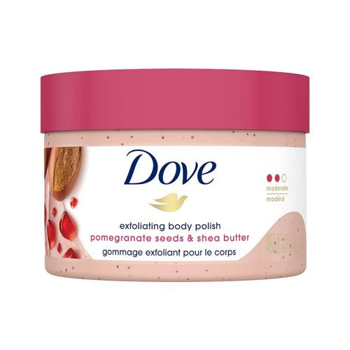 Dove Scrub Pomegranate & Shea Butter For Silky, Soft Skin Body Scrub Exfoliates 298g