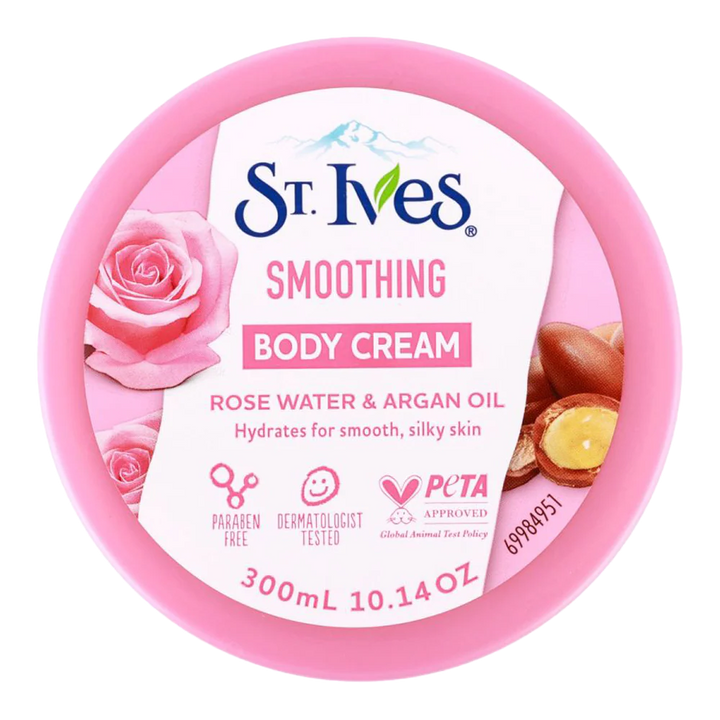 St. Ives Smoothing Body Cream With Rose Water & Argan Oil 300 Ml