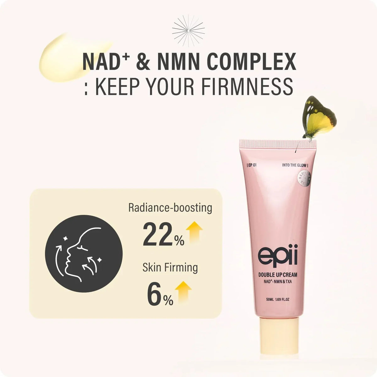 Epii Double Up Cream with NAD+, NMN, and TXA for Skin Brightening and Tightening - 50ml