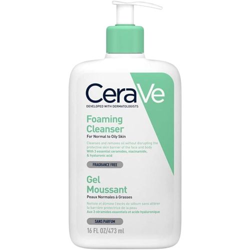 CeraVe Foaming Cleanser For Normal To Oily Skin With Hyaluronic Acid