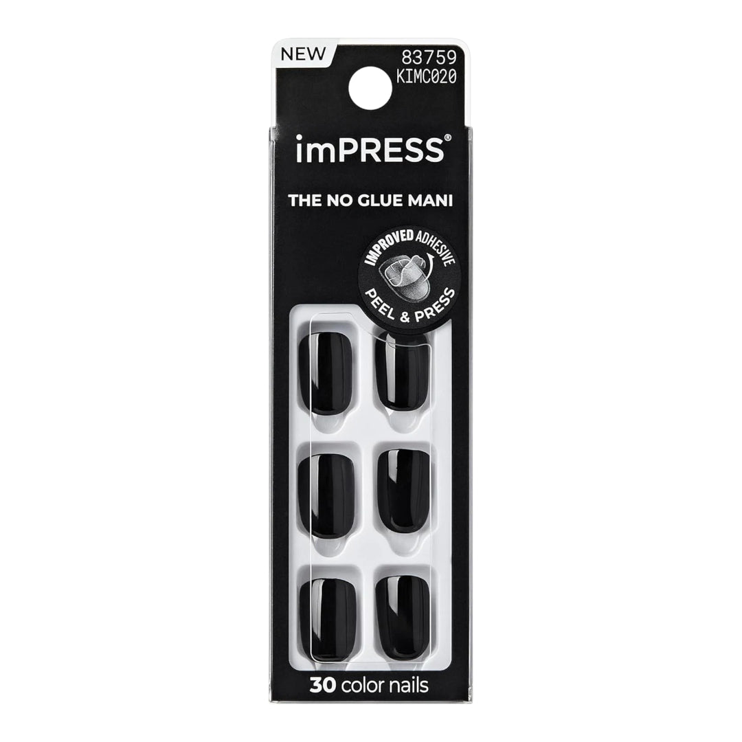 KISS Impress 30 Nails Color -All Black KIMC020