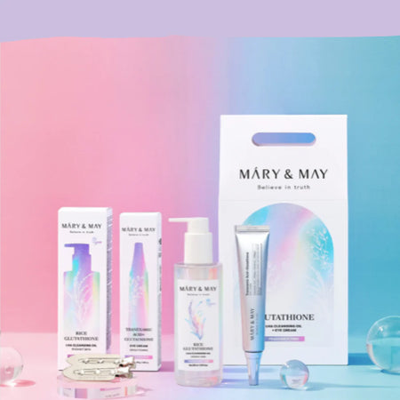 Mary & May Glutathione Kit (eye Cream + Cleansing Oil + Hair Clip)
