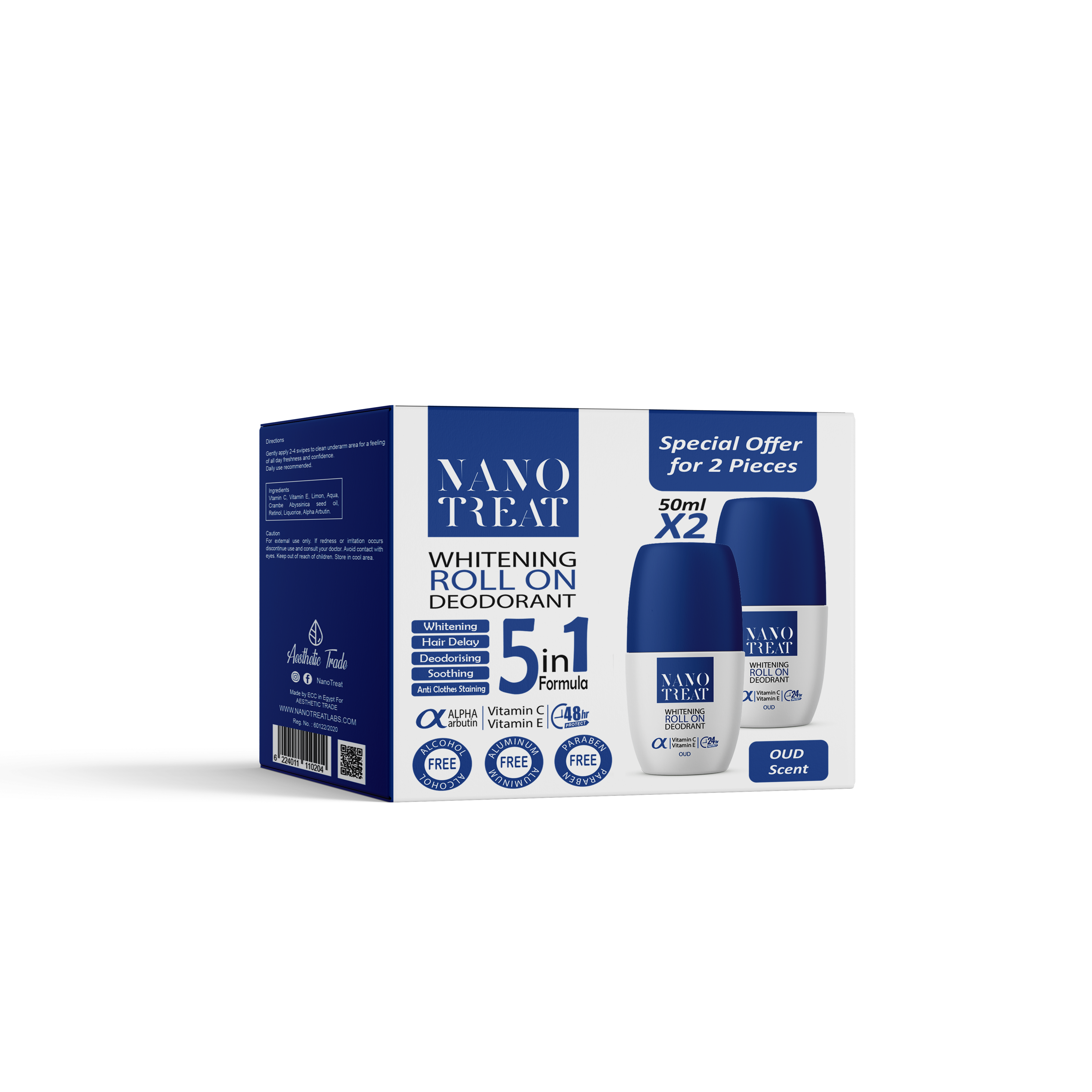 Nano Treat Whitening Roll On Deodorant OUD Scent (Offer 2 pcs)