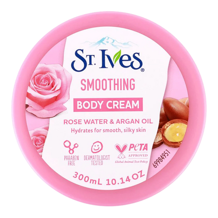 St. Ives Smoothing Body Cream With Rose Water & Argan Oil 300 Ml