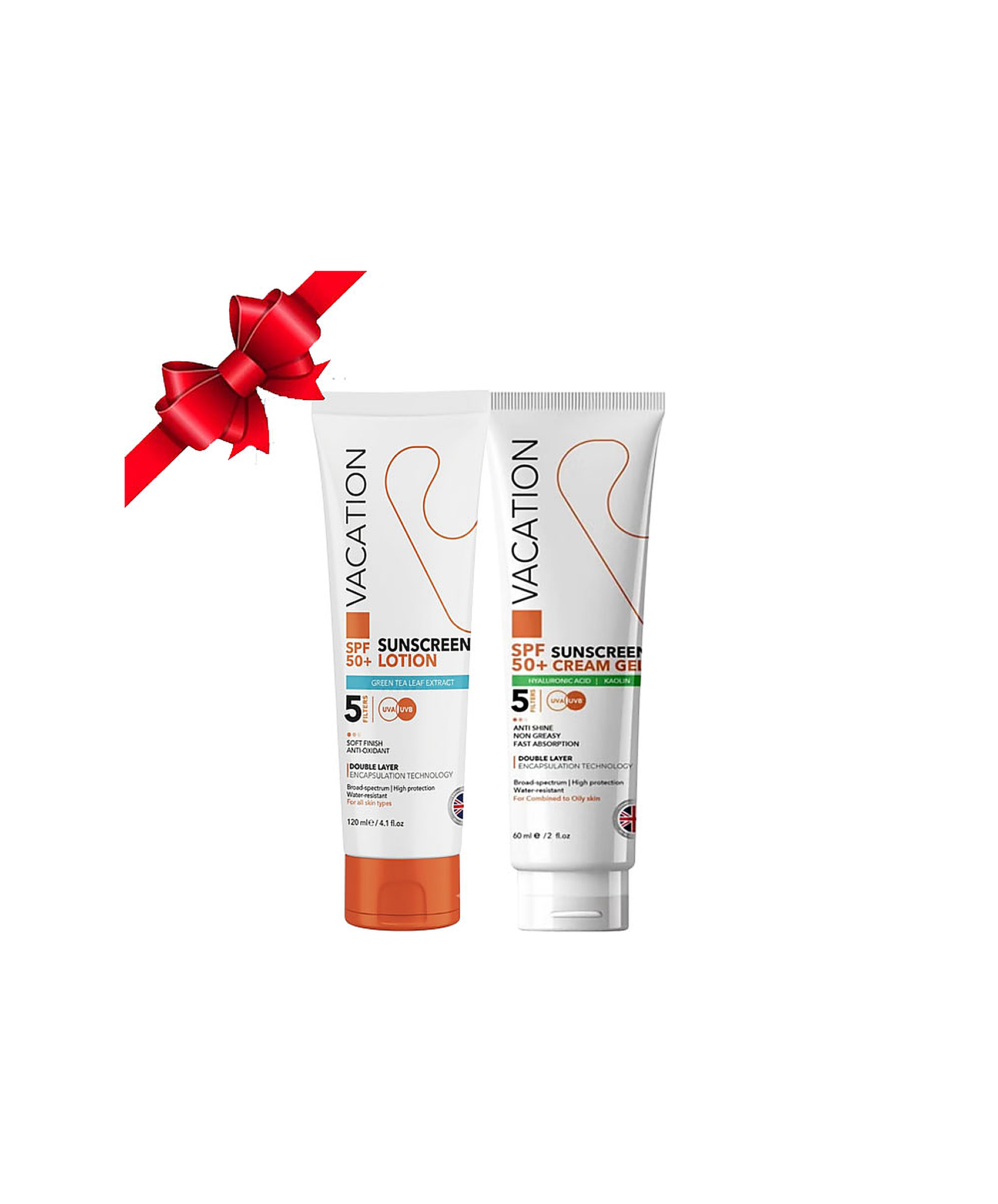 Vacation Green Tea Sunscreen Lotion 120 ml + Vacation Hyaluronic Sunscreen Gel 60 ml