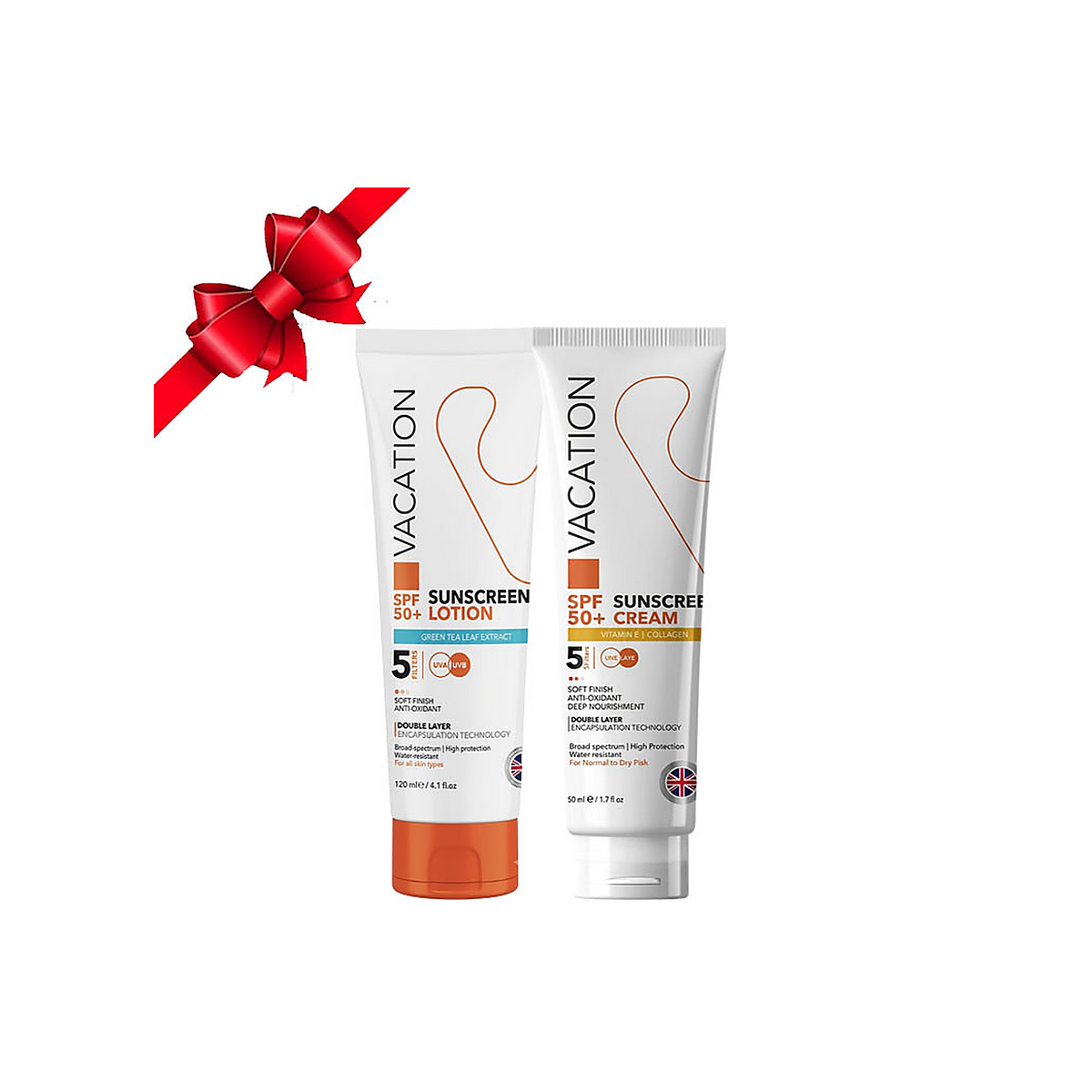 Vacation Green Tea Sunscreen Lotion 120 ml +Vacation Vitamin E Sunscreen Cream 60 ml