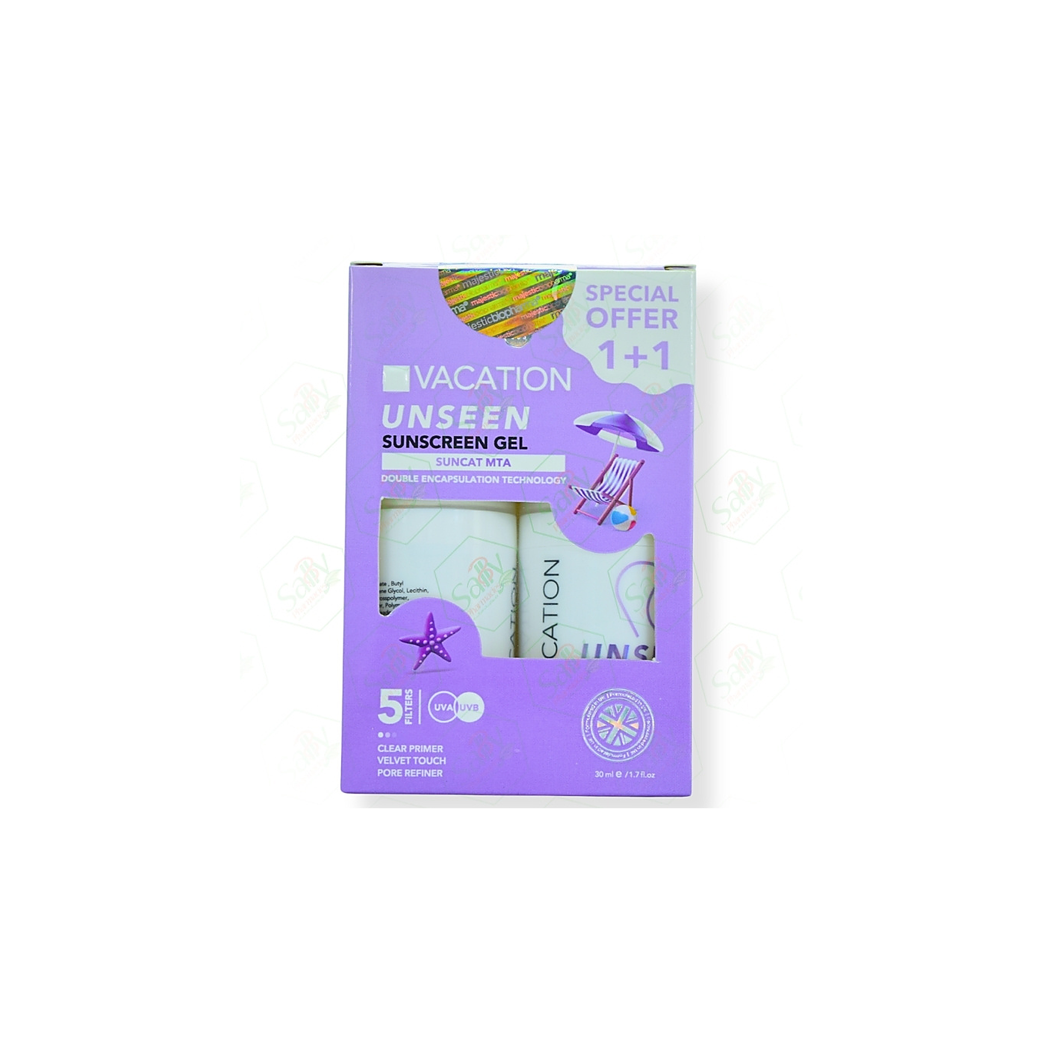 Vacation Unseen Sunscreen SPF50+ (1+1 Promo Pack) 30ml 1