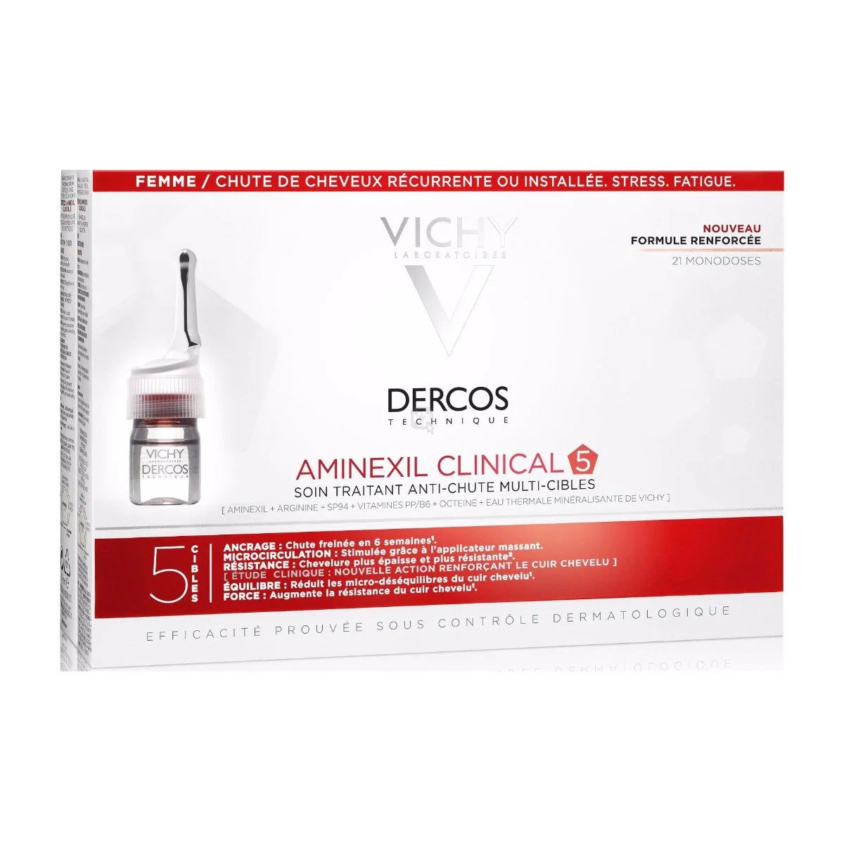 Vichy Dercos Aminexil Clinical 5 Women Anti-Hair Loss - 21 x 6mL