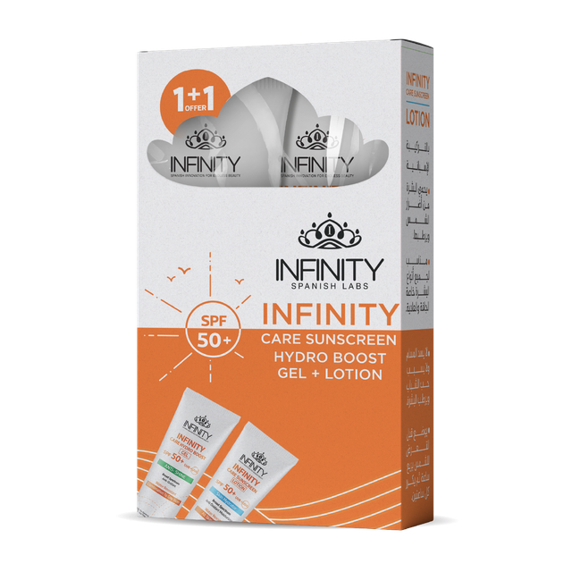 جل إنفينيتي كير هيدرو بوست بعامل حماية من الشمس 50+ مضاد للمعان + لوشن إنفينيتي كير بعامل حماية من الشمس 50+ (مجموعة) 